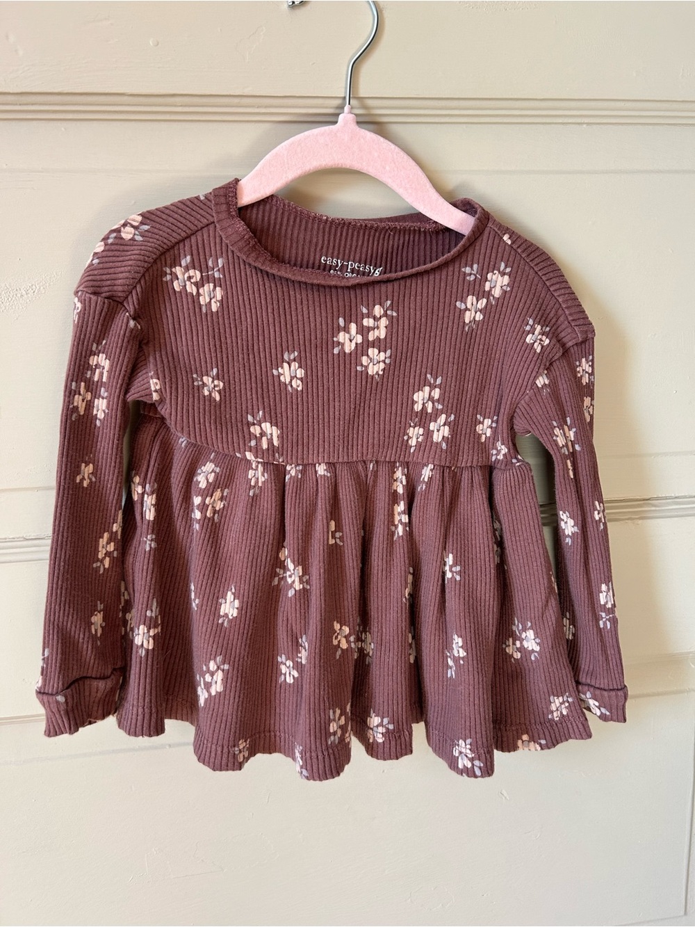 Easy Peasy Brown Organic Cotton Floral tunic/dress - 12-18m